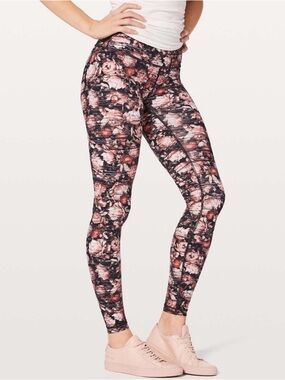 lululemon athletica Pink Floral High-Rise Leggings